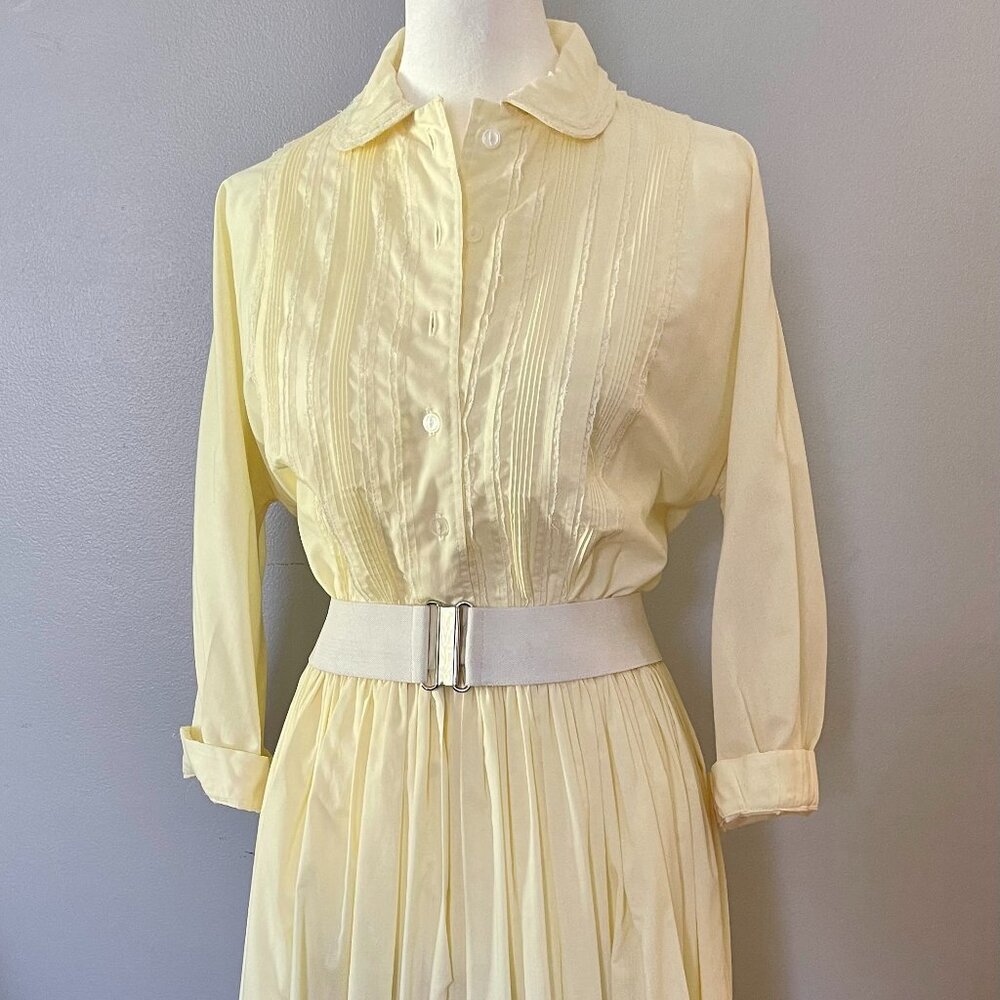 Vintage 1950s Yellow Shirt Dress